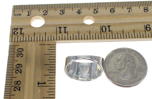 Jet Mother Of Pearl Inlay Authentic Sterling Silver Ring Size 7-1/2 RX92392